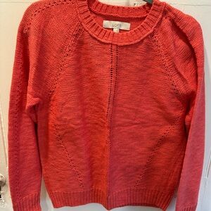 LOFT Coral Scoopneck Open-Knit Sweater